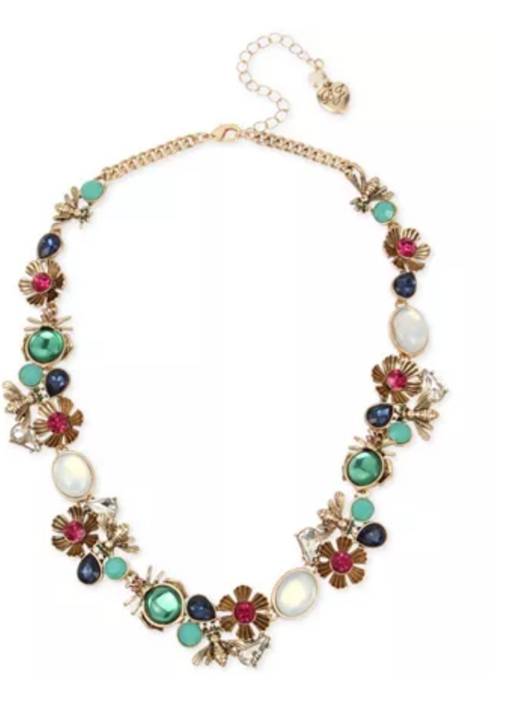 Betsey Johnson Bug & Flower Cluster Necklace NWT